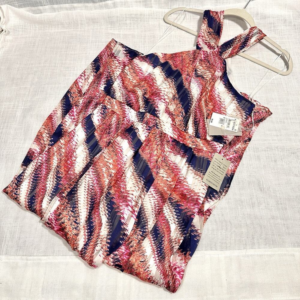 Chelsea 28 Halter Maxi Dress M Medium Pink Abstract Print Lined Nordstrom